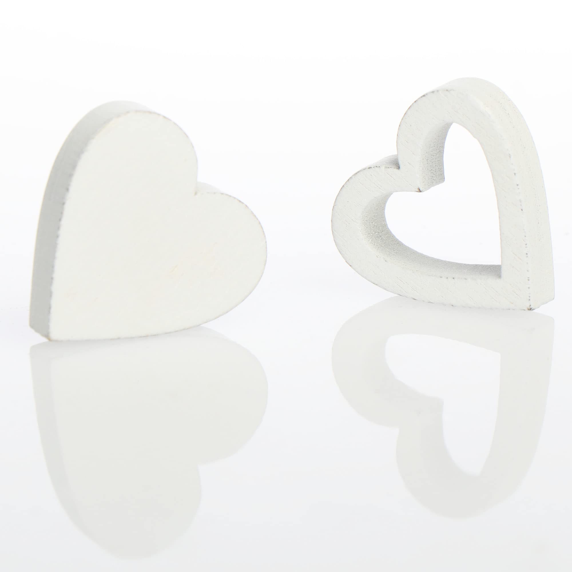 COM-FOUR® 128x Heart Sprinkle Decoration, Small Wooden Hearts in Four Designs - Image 4