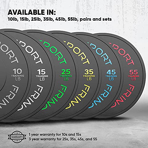 Onefitwonder Contrast Bumper Plates 35Lb Pair, Rubber Olympic Weight Plates Set For Standard Olympic Sized Barbells, Low Odor Low Noise Color Coded Black Bumper Plates For 2" Barbells #TOP5