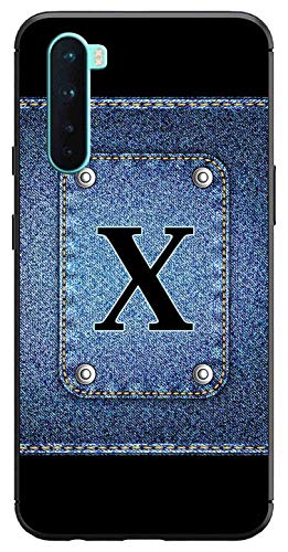 Image of Amazon Brand - Solimo Designer Button Jeans Alphabet-X Printed Soft & Flexible Hybrid Back Case Mobile Cover for OnePlus Nord