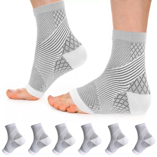 Kunoli Functional Socks for Neuropathy Plantar Fasciitis & Ankle Support - 3 Pair Compression Socks for Men & Women with Pain Relief (M)