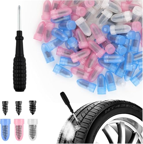 Vacuum Tire Repair Rubber Nails [ ] 3 Sizes Precision Kit (S/M/L) with Individual Capsules Professional No-Leak Screw-in Emergency Flat Repair Tool for Car Motorcycle Truck ATV