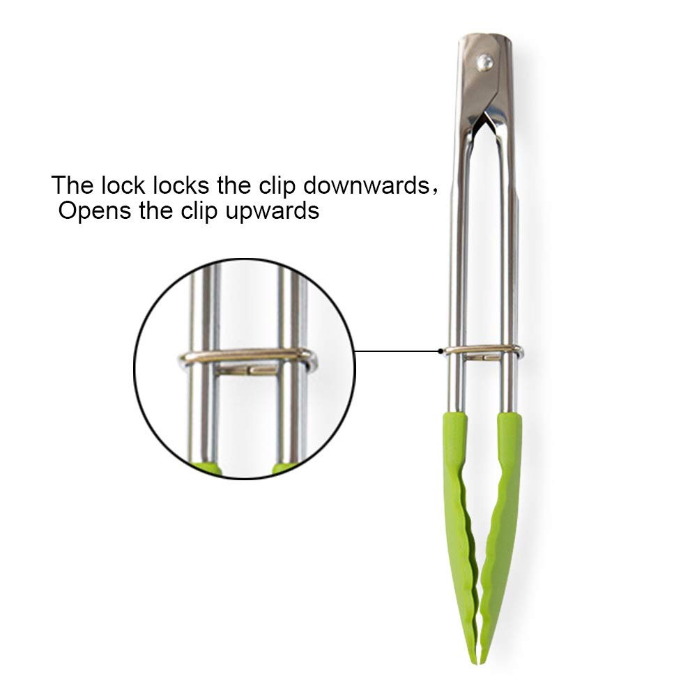 Pinza da Cucina Pinza da Cucina in Acciaio Inossidabile in Silicone per Cucina Pinza da Cucina Antiscivolo Utensili da Cucina per Barbecue (Rosso)