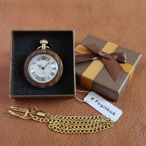 Image of Vintage Quartz Pocket Watches for Men with Chains, Analog Pocket Watch for Women, Gifts for Dad /Grandpa Gifts for Him for Birthday