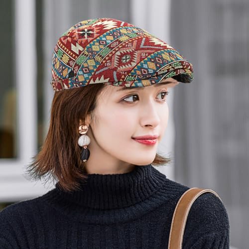 Image of Cotton Newsboy Cap,Breathable Ivy Gatsby Cabbie Beret Hat for Men's Women Driving Hunting Golf