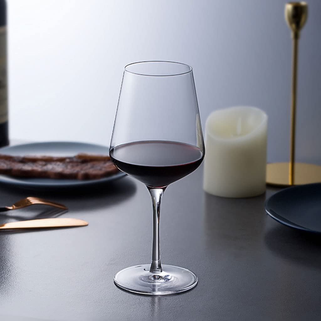 Copas de Vino Tinto de 400 ml, Cristal Transparente, Borde Cortado con láser para degustación de vinos, cristalería Elegante para Fiestas (Juego de 2)