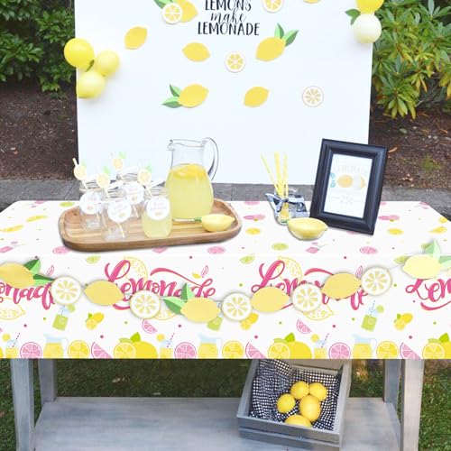 4Pcs Zitrone Party Tischdecke, gelbe Tischdecke Kunststoff, rechteckige Limonade Stand Zubehör für Kinder Geburtstag Baby Dusche Sommer… – Ansicht 6