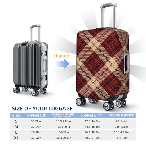 Tartan-Beige-Black-And-Red-Plaid-Tartan-Flannel-Shirt-S-Trendy-Ti Luggage Cover, Protective Washable Suitcase Cover - Travel Fashion Elastic Suitcase Protector Large3