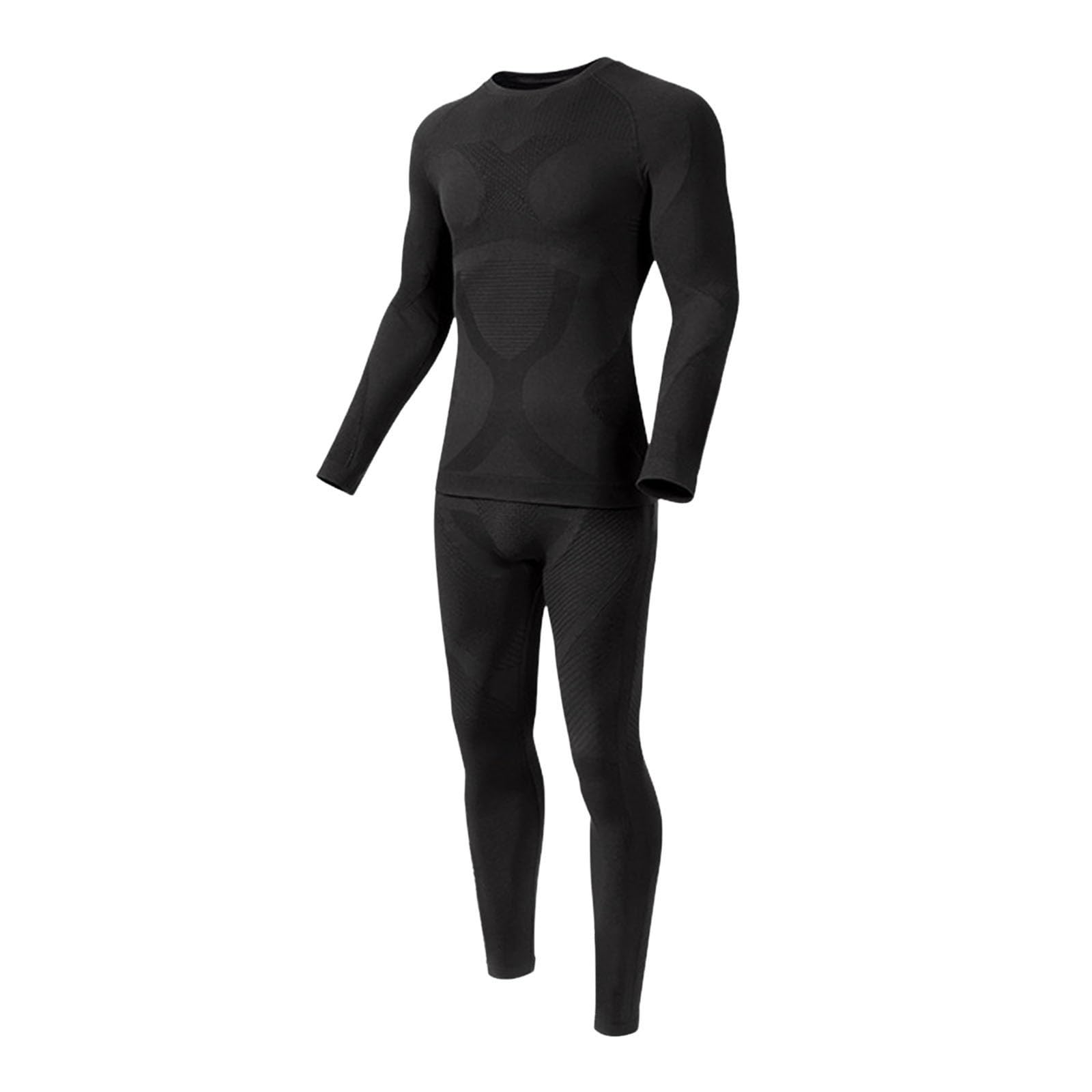 Generisch Herren Thermo Unterwäsche Atmungsaktiv Schnelltrocknend Funktionswäsche Flexibel Skiunterwäsche Set Winter Thermowäsche Leggings für Motorrad, Lauf, Fahrrading, Fußball, Skifahren