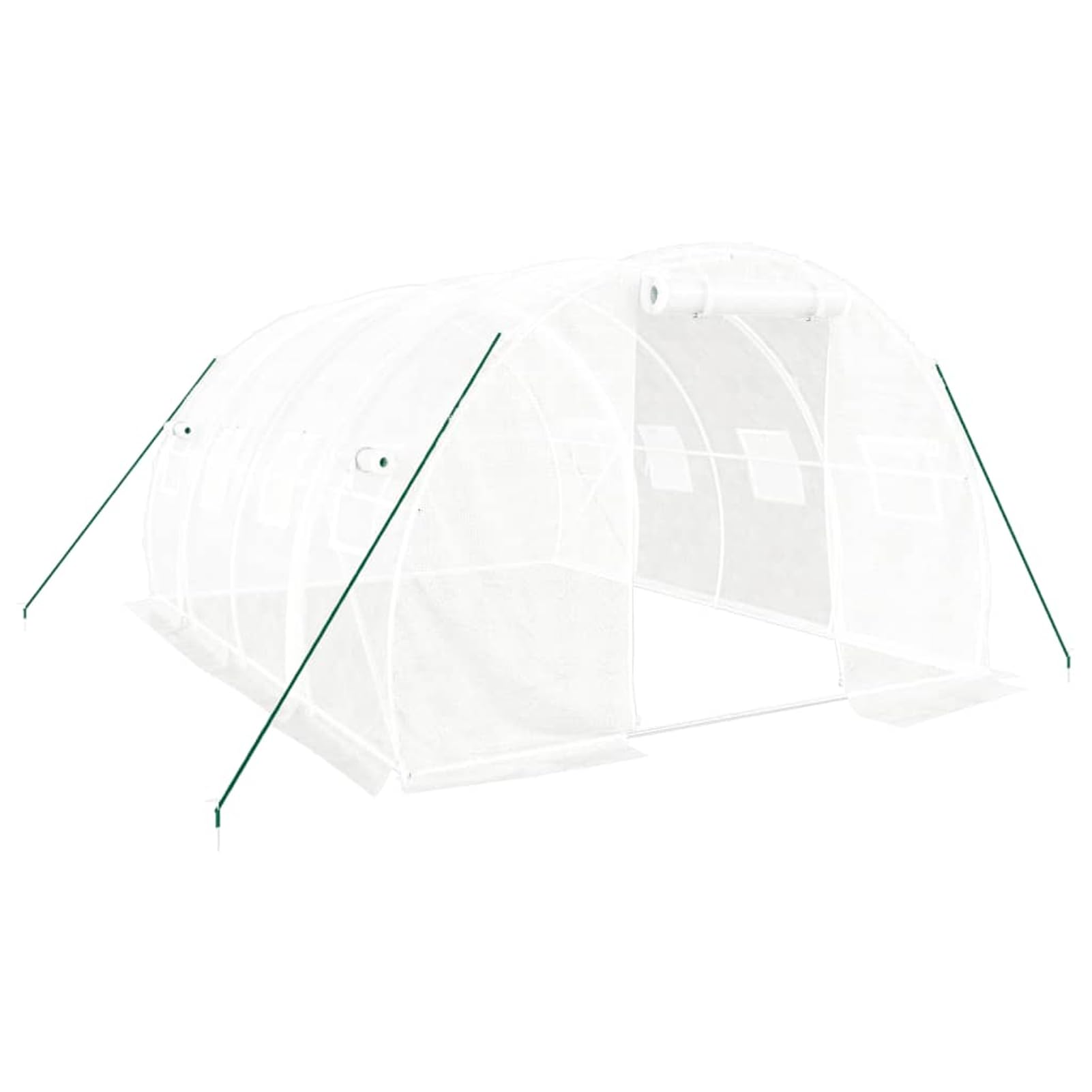 Szklarnia ze stali ocynkowanej, 140 g/m² PE, 12 m², 4 x 3 x 2 m, biała, z drzwiami przesuwnymi i oknami z siatki