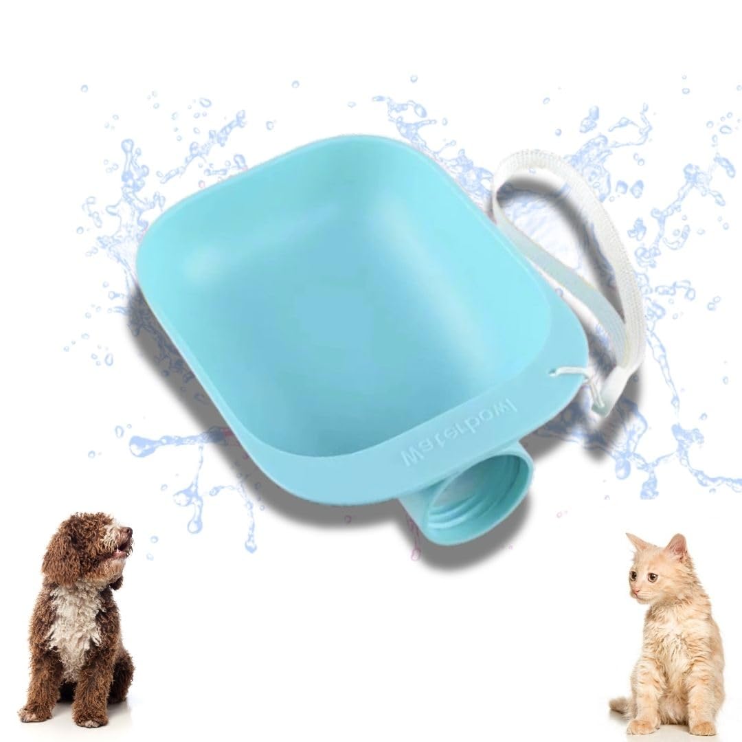 The Yzaar Water Bottle Attachment for Dogs and Cats | Travel Friendly | Leak-Proof | Portable | Detachable | Dishwasher-Safe | Pet-Safe | Easy-Clean (Blue, Standard)