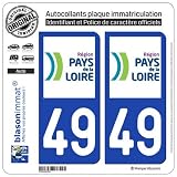 blasonimmat 2 Autocollants Plaque immatriculation Auto 49 Pays de la Loire - Logotype