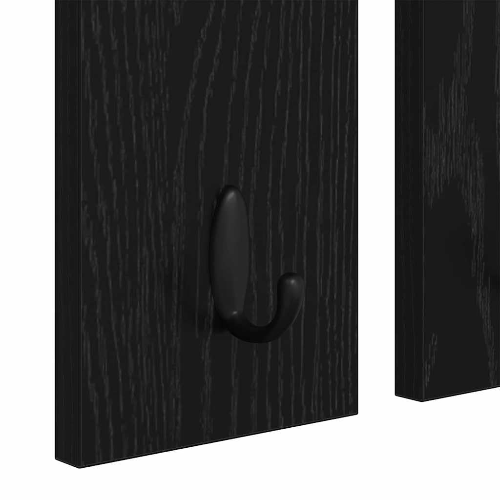 Perchero de pared con estante, color negro, efecto roble, 85 x 45 cm, diseño moderno, soporta hasta 20 kg, para pasillo, dormitorio, cocina