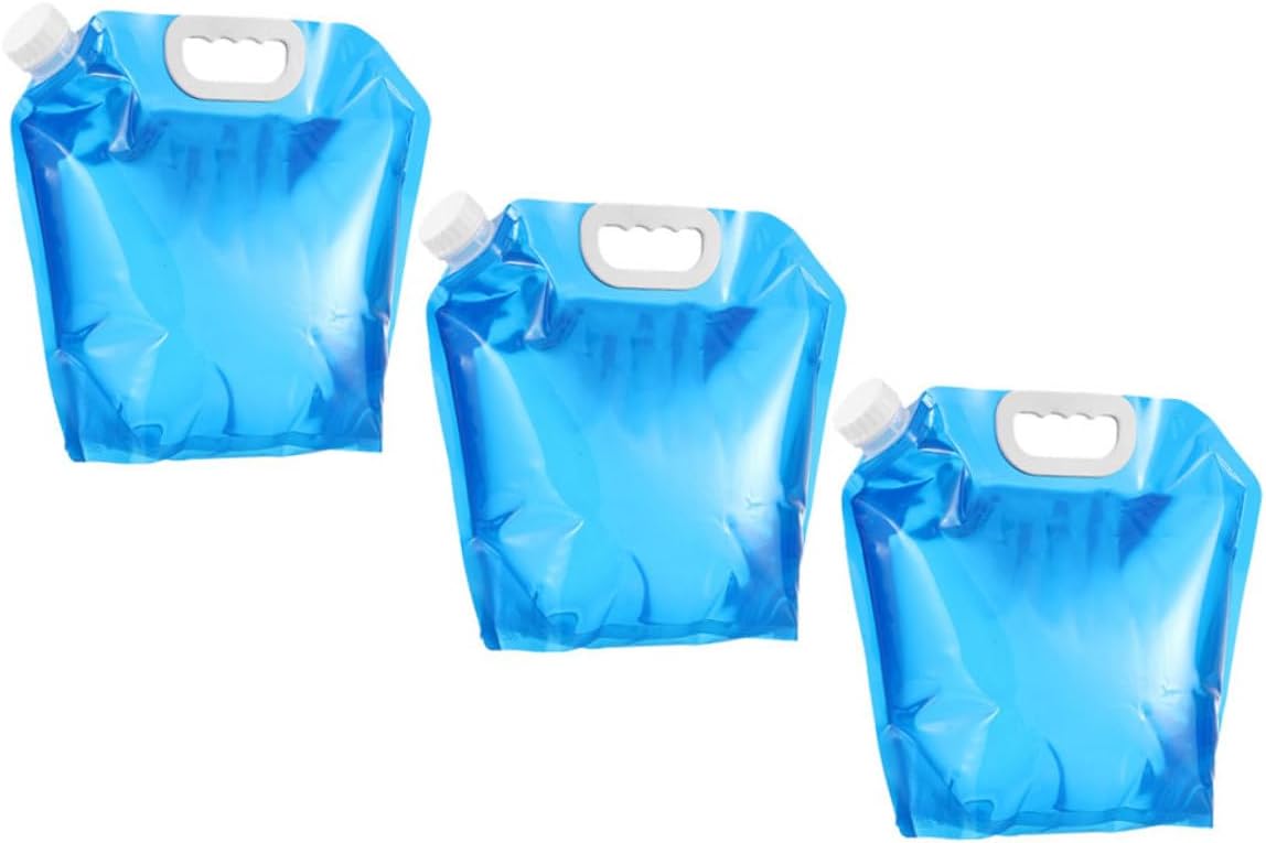 3pcs Portable Folding Water Storage Bag Emergency Water Container for Camping Hiking Outdoor Activities Refillable Easy to Carry