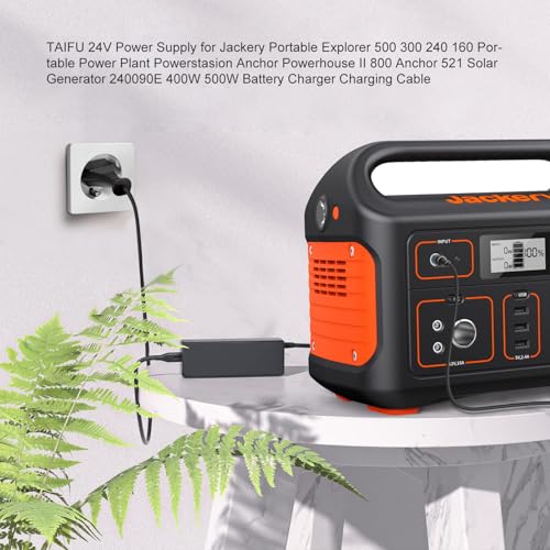 TAIFU 24V Netzteil für Jackery Portable Explorer 500 300 240 160 Tragbares Kraftwerk Powerstasion Anker Powerhouse II 800 Anker 521 Solargenerator 240090E 400W 500W Batterie Ladegerät Ladekabel