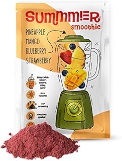 Summer Fruit Smoothie Mix Packets - Pineapple, Mango, Blueberry, Strawberry- Natural Smoothie Powder  Delicious Home Smoothie Kit - 100% Natural Fruit
