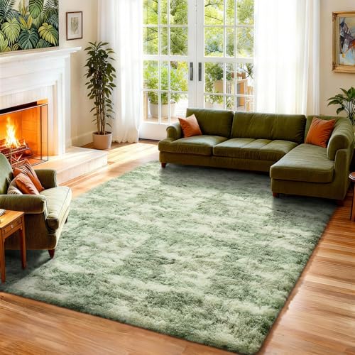 Ophanie Green and White Area Rugs for Living Room 6x9,