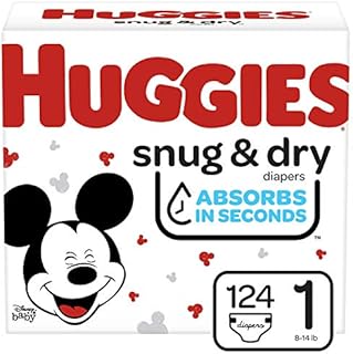 Diapers Size 1 - Huggies Snug & Dry Disposable Baby Diapers, 124ct, Giga