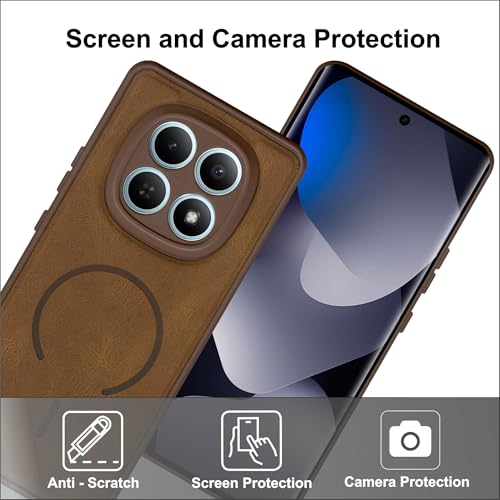 Image of SBMS Back Cover for Redmi Note 15 5G /Poco M8 5G | Ultra Slim Soft Rubberised Hard Case | Oil Feel Soft Leather Back | Mag-Safe Design (Mag-Safe Not Support) | Camera Protection Case Poco M8 5G (Brown)