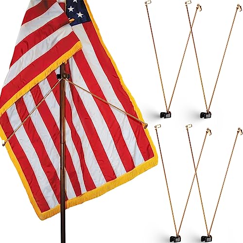 Gisafai 4 Pieces Flag Spreader for Indoor American Flags Pole Display Juneteenth Flagpole Hardware Supplies Gold