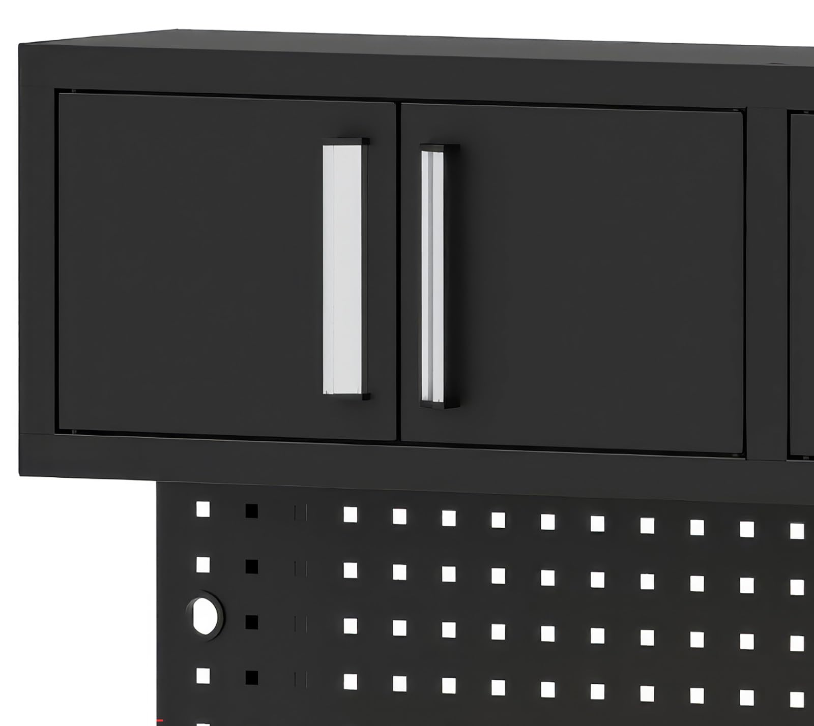 Monos 2 Werkbank | Metall Werkstattschrank Schwarz | Multiplex Arbeitsplatte | 61 cm Tiefe | mit Lochwand