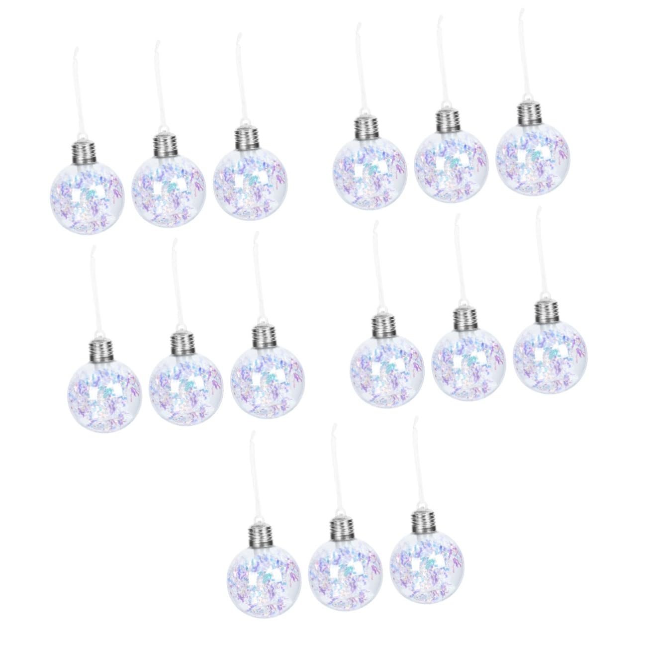 MAGICLULU 5 Sätze Weihnachtskugellichter Christbaumschmuck Irisierend Rot Ball Weihnachtsdeko Fairy Lights Dekoration Für Weihnachtsfeiern Baumbehang Schmücken Plastik Weiß 3 Stücke * 5