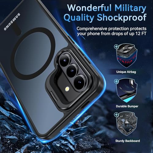 Image of DIZORO Compatible with Samsung Galaxy S26 Plus 5g Case, Compatible with Wireless Charging, with Camera Stand, Military Grade Drop Tested,Translucent Hard Back Soft Edge Back Cover (Black)