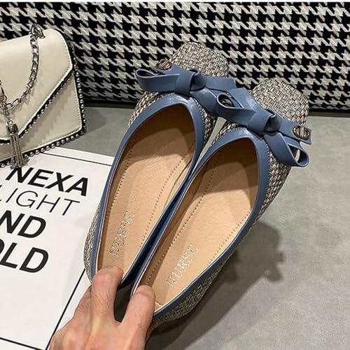 Woven Ballet Flats for Women Dressy Casual Bow Square Toe Dress Flats Comfortable Slip-on Walking Shoes4