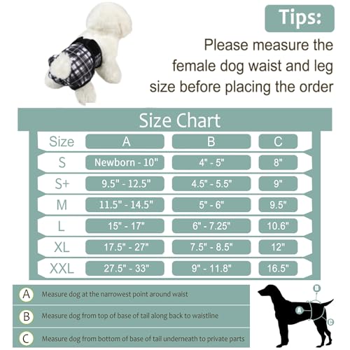 Image of Washable Female Dog Diapers (5 Pack) - Doggie Reusable Small Medium Large Dog Diapers for Doggy Puppy Female in Period - Highly Absorbent Dog Heat Panties,S Plus,Black Set
