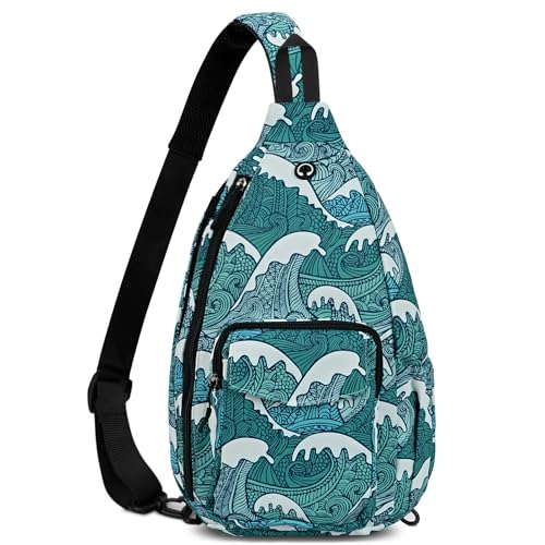 Duryarhall Sling Bag for Women Crossbody Chest Bag Convertible from Left to Right, Water Repellent Gym Backpack, Anit Theft, Tide Blue - image 1