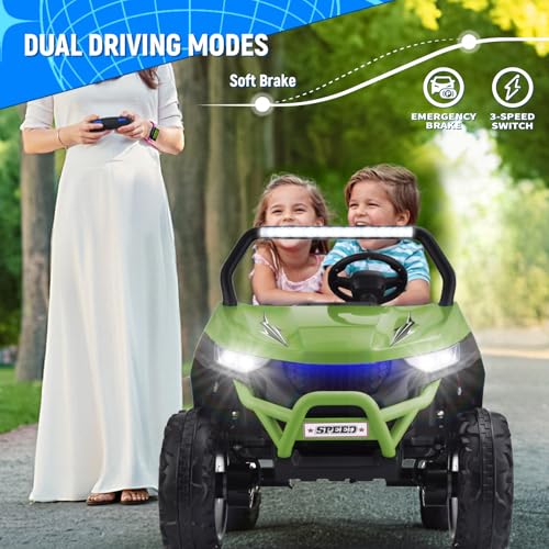 Joywhale 24V 2 Seater Kids Ride on UTV Car Powerful Electric Vehicle, with 4x75W Strong Motors, Big Battery, Easy-Drag System, 2.4G Remote Control, Spring Suspension, Music