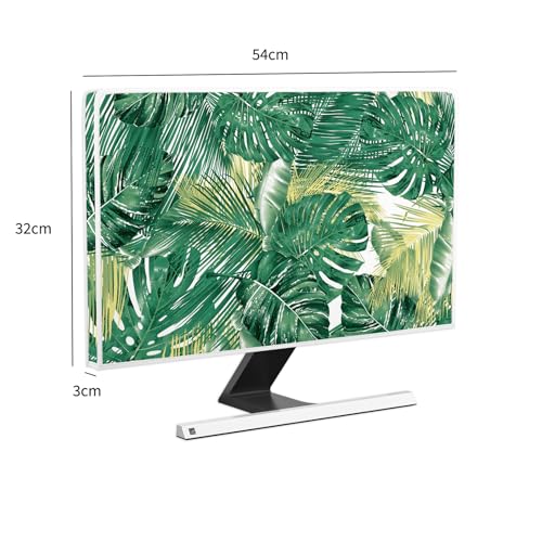 Image of Monitor Dust Cover 22, 23, 24, 25 Inch Water Proof Computer Covers for Desktop Pc CPU Tower Protector Panel Case Computer Screen Protective LCD /LED /HD,Green Tropical Leaves
