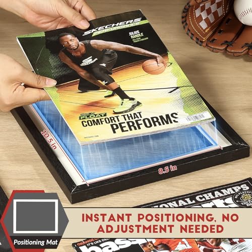 Image of JupDec Sports Magazine Frame 2 Pack, Premium Wood Display Case for 8 inch x 10.5 inch Magazines, Wall Mount or Tabletop Stand, Layered Design with Positioning Mat, Perfect for Sports, Fashion & Home Decor