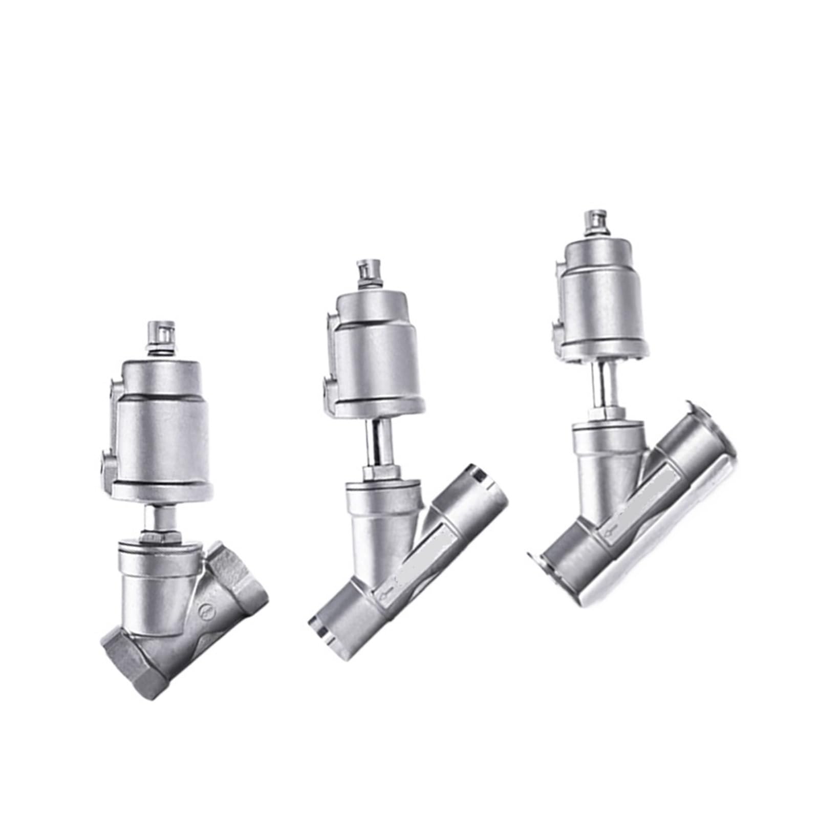 Sitzventil 1/2" 3/4" 1" Innengewinde Y Typ Pneumatisches Winkelsitzventil DN15 DN20 Edelstahl Schweißen/Klemme Hochtemperaturdampf Ventilzubehör(DN25,Thread_Stainless Steel)