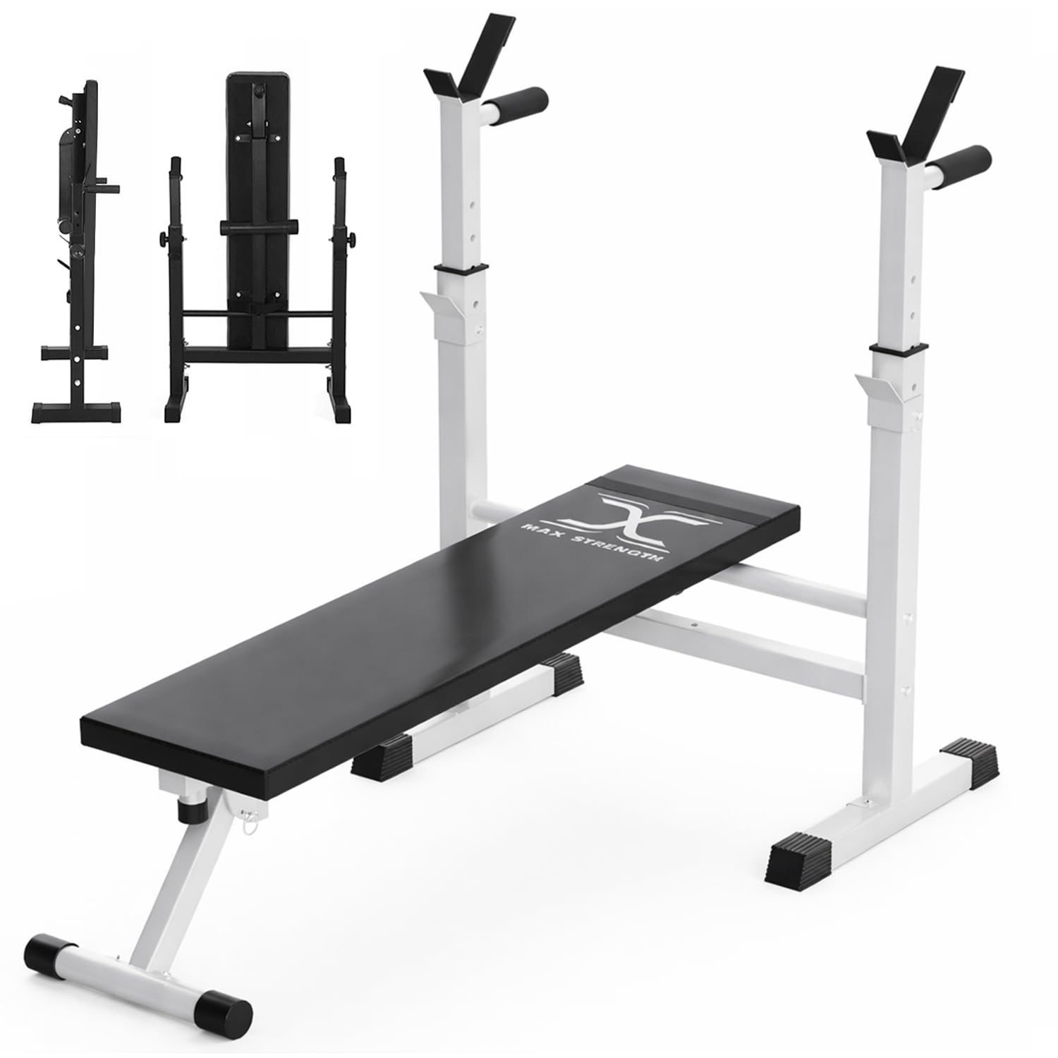 MaxStrength 4 in 1 Adjustable Weight Bench with Dip Station Adjustable Folding Heavy Duty Weight Lifting Bench Multifunction Weight Lifting Flat Incline And Decline For Home Gym Exercise (White) โ image 1