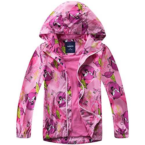 Image of Girls Rain Jackets Waterproof Lightweight Hooded Cotton Kids Outdoor Raincoats Breathable Windbreakers 4-5 Years