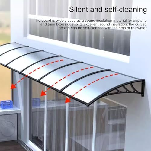 Window Door Awning Canopy - Outdoor Awning for Window & Door, Front Overhang with Aluminum Bracket, Perfect for Porch, Patio, Deck - 60x60cm (23.6x23.6in)