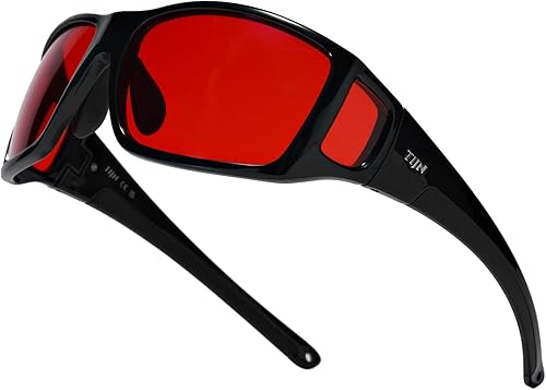TIJN Sonia - Lentes de dormir para bloqueo de luz azul y verde, lente roja con doble revestimiento AR, marco envolvente para pantalla de juegos 01.