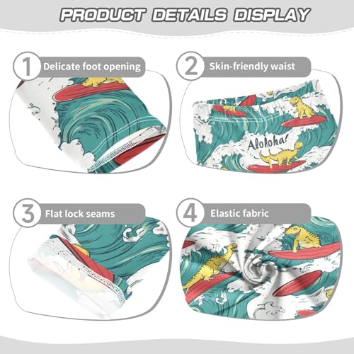Dinosaurs Surfing Girls' Leggings Toddler Doodles Red Surf Kids Yoga Pants Dance Active Tights 4T3