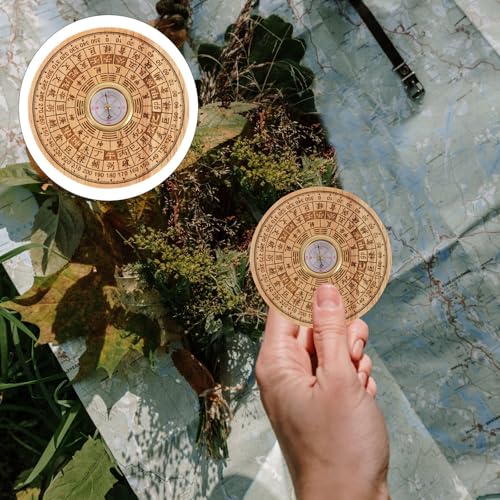 Brújula Redonda Feng Shui de Madera de Durazno para Senderismo y Supervivencia miniatura 7