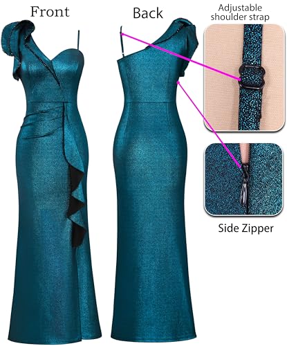 Image of VFSHOW Womens Ruffle One Shoulder Wedding Formal Prom Evening Maxi Dress