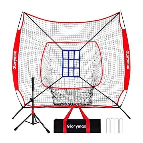 Baseball Practice Net 7x7 ft with Tee & Strike Zone Target