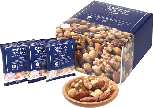 by Amazon ロカボナッツ ミニパック (くるみ アーモンド ヘーゼルナッツ) 16g×30パック 個分け 無塩 素焼き