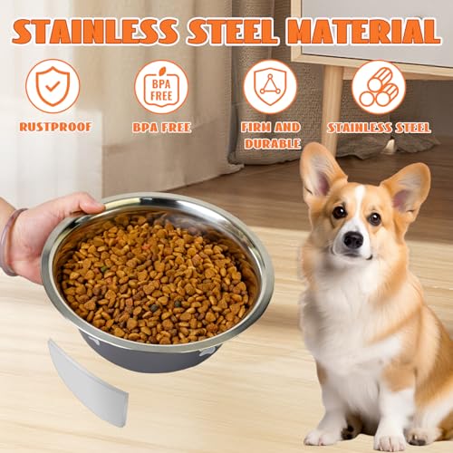 2 Pack Stainless Steel Dog Bowls, Dog Food Water Bowls with Non Slip Bottom, Metal Pet Feeding Bowls for Small Medium Large Dogs - Image 4