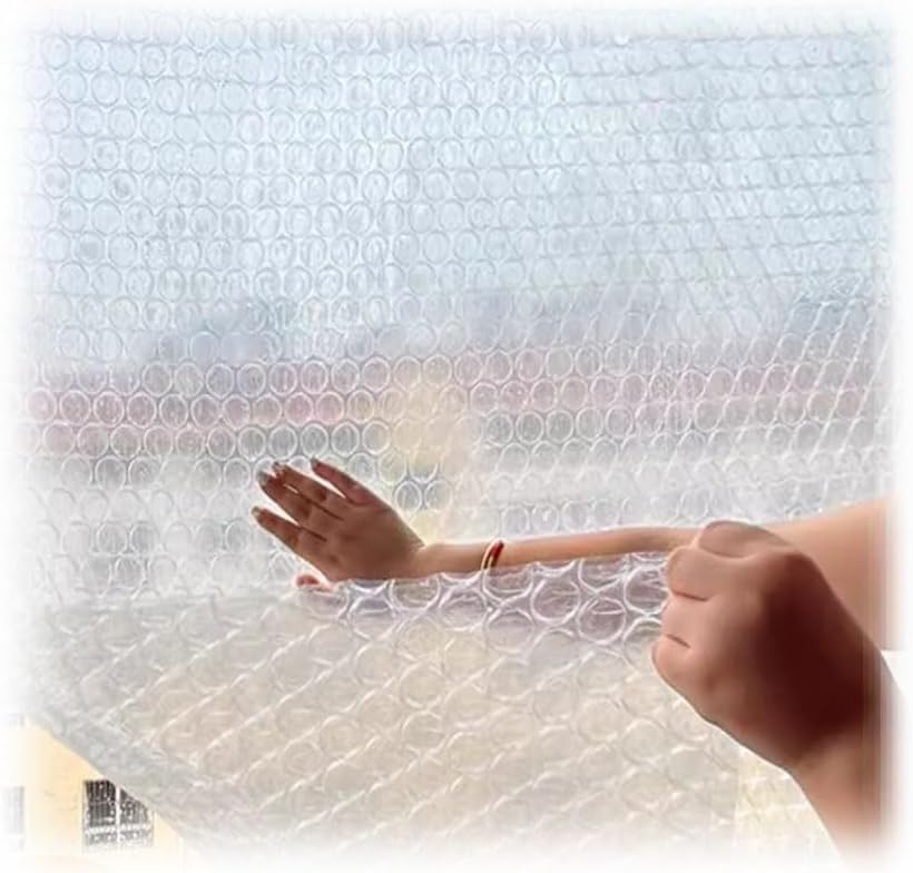 GRRICEPL Bubble Window Insulation Film, Double Foam Plastic Film, Thickness 4mm, Transparent Tarp Cold Protection, Whole Piece Plastic Window Film (Color : Clear-A, Size : 60x200cm)