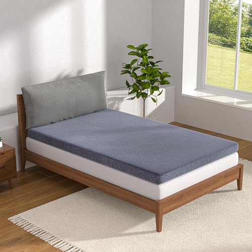 VECELO Gel Infused Memory Foam Mattress Topper Twin Size, 4 Inch Fresh Cooling Mattress Pad with Washable Cover for Twin Mattress, Pain Pressure Relieve Bed Topper, Breathable, Comfort