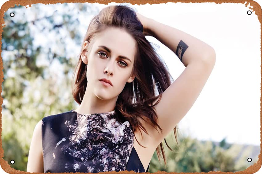 Kristen Stewart, Brunette, 4K, #152 Poster Vintage Metal Tin Signs Modern Wall Decoration for Bedroom Office Home Wall Home Room 8x12 Inches