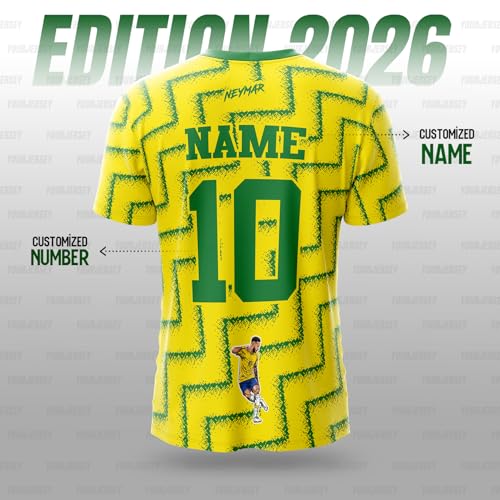 Image of YOURJERSEY Football World Cup 2026 Football Jersey All Team Jersey Custom Name & Number Print | Fan Personalised T-Shirt Sizes for Kids 2Y to Adults 4XL