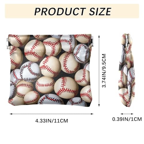 Baseball Ball Pattern Coin Purse Leather Pouch Change Purse, Squeeze Coin Pouch for Cards, Keys & Lipsticks, Unisex3
