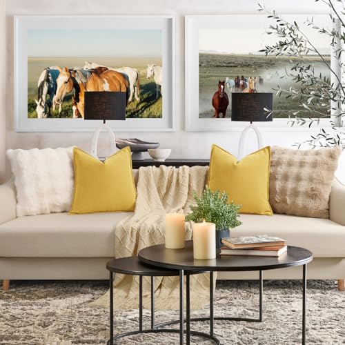 ZWJD Yellow Pillow Covers 20x20 Set of 2 Chenille Throw Pillow Covers with Elegant Design Soft and Luxurious Decorative Throw Pillows for Couch, Bed, and Home Decor