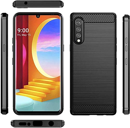 Image of NPRC Hybrid Ultra Slim Protective Case TPU Non-Slip Carbon Fiber Texture Shockproof Case Cover for Lg Velvet - Black
